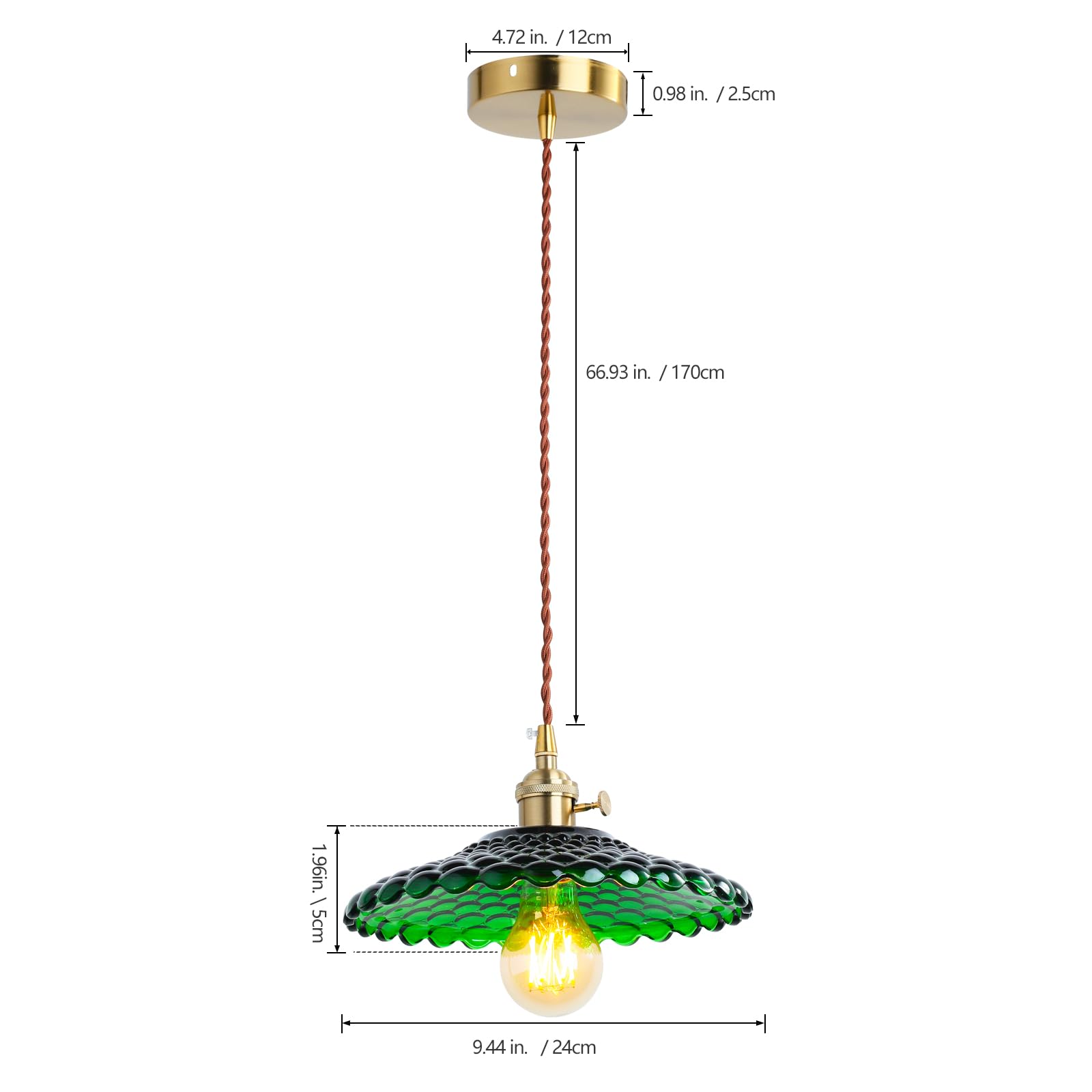 Glass Pendant Light Vintage Light Fixtures, Glass Pendant Lights Kitchen Island, Gold Pendant Light, Modern Chandelier Pendant Shade Green Light Fixture for Bedroom Hotel Dining Room