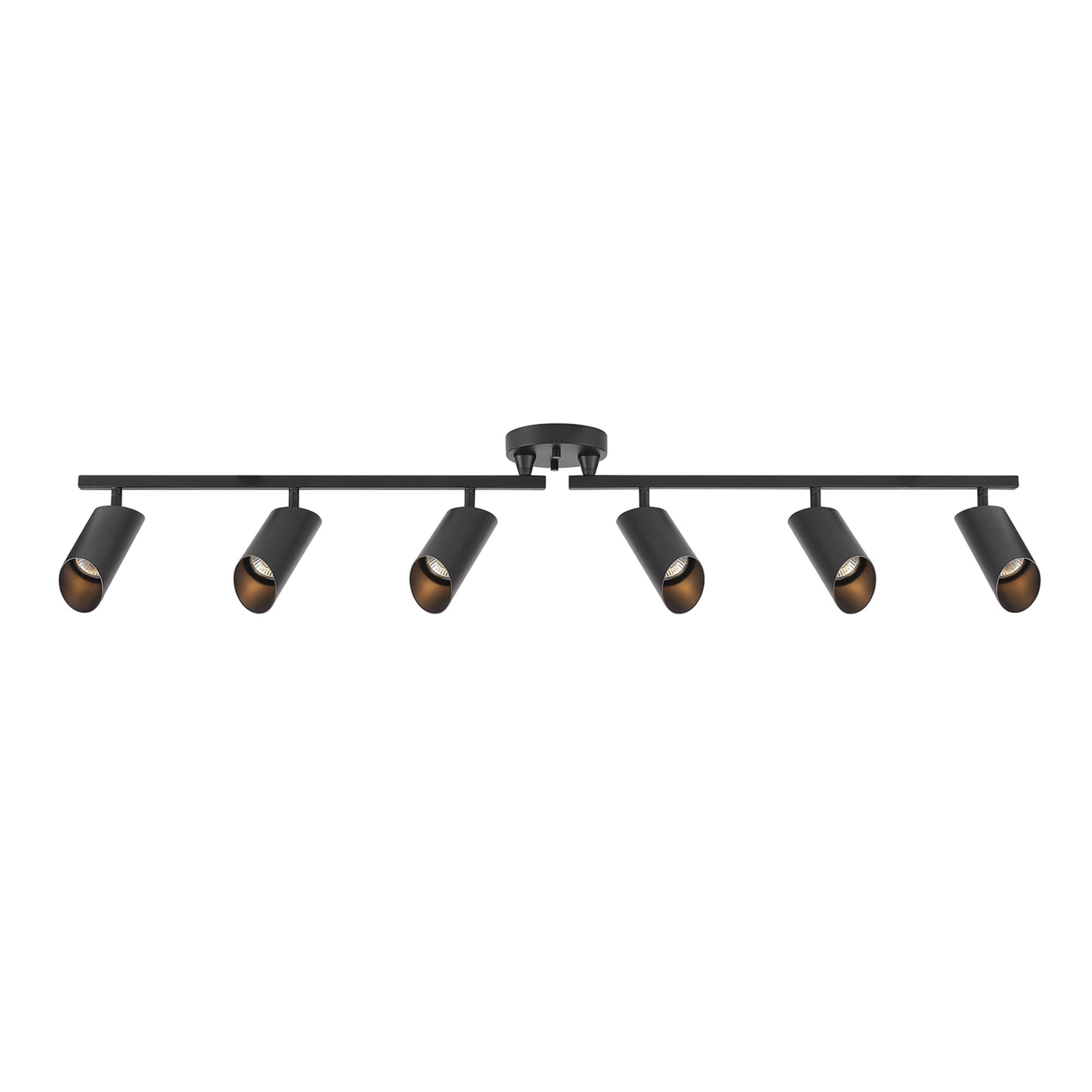 6-Light Track Lighting, Matte Black, Center Swivel Bars