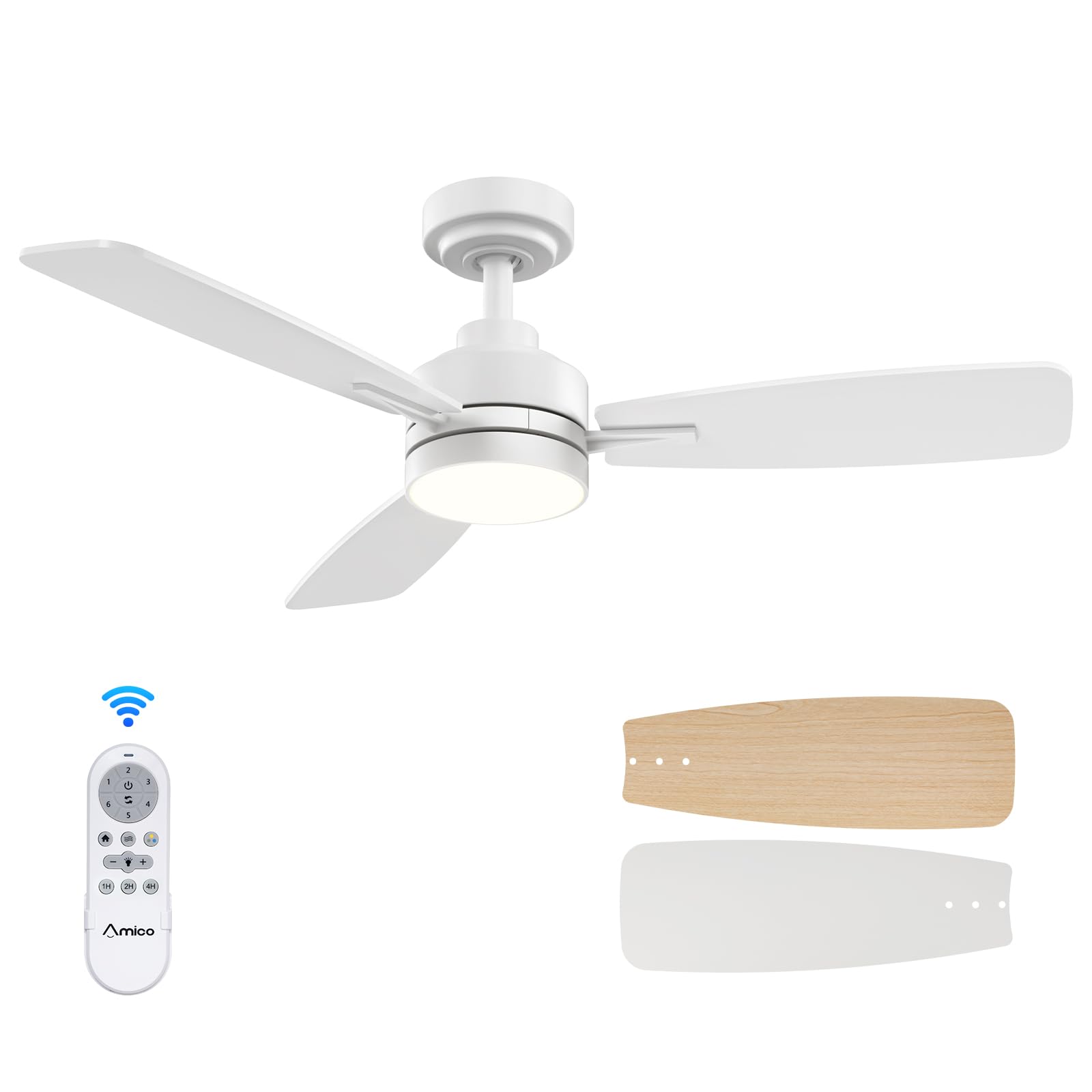 Ceiling Fans with Lights, 44 inch Ceiling Fan with Light and Remote Control, Reversible, 3CCT, Dimmable, Noiseless, Small Black Ceiling Fan for Bedroom, Indoor/Outdoor Use