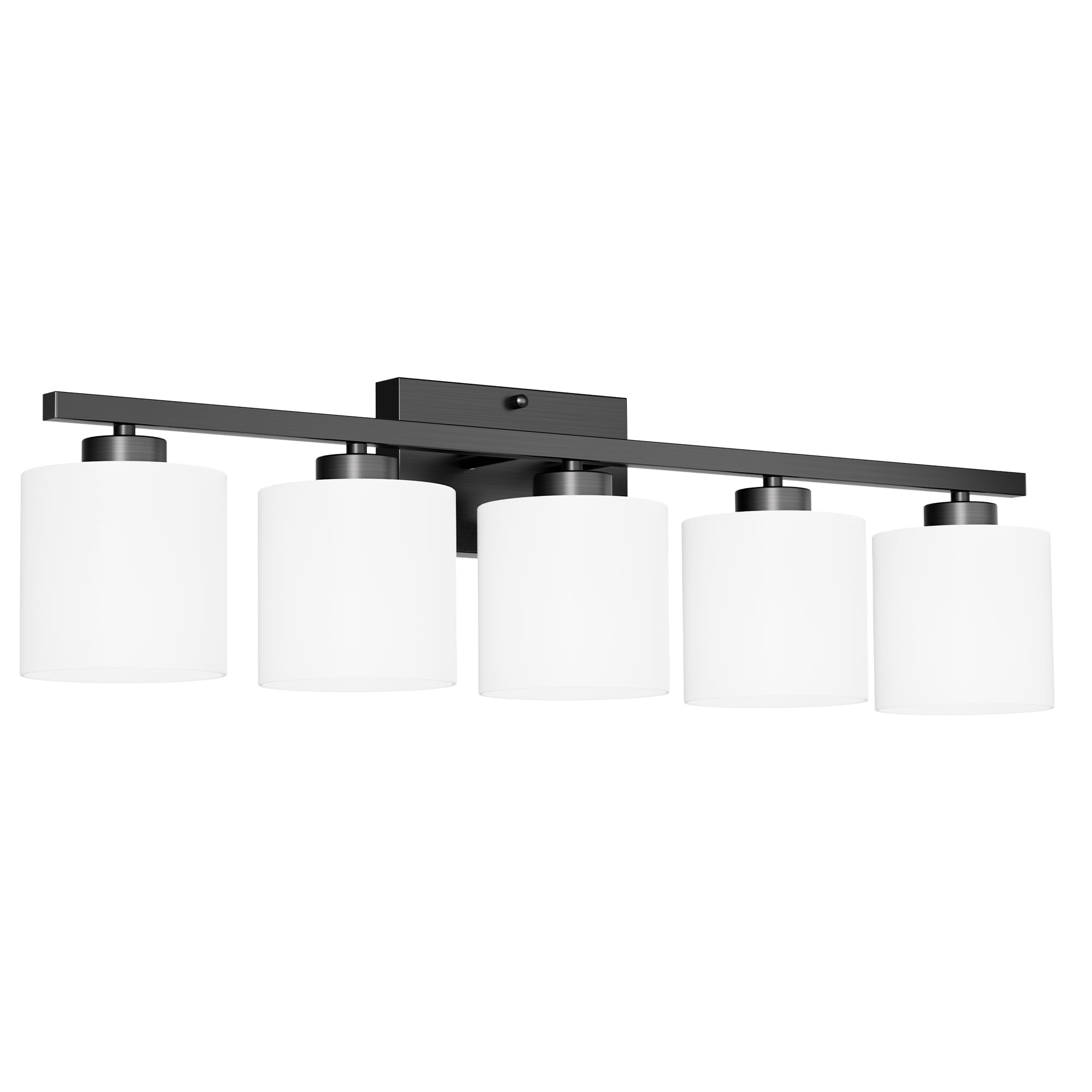 Honesorn Bathroom Light Fixtures 4-Light, Matte Black Bathroom Vanity Light Over Mirror, Modern Vanity Lights for Bathroom with Frosted Shade & Anti-Rust Nickel Finished, E26 Base Vanity Lighting