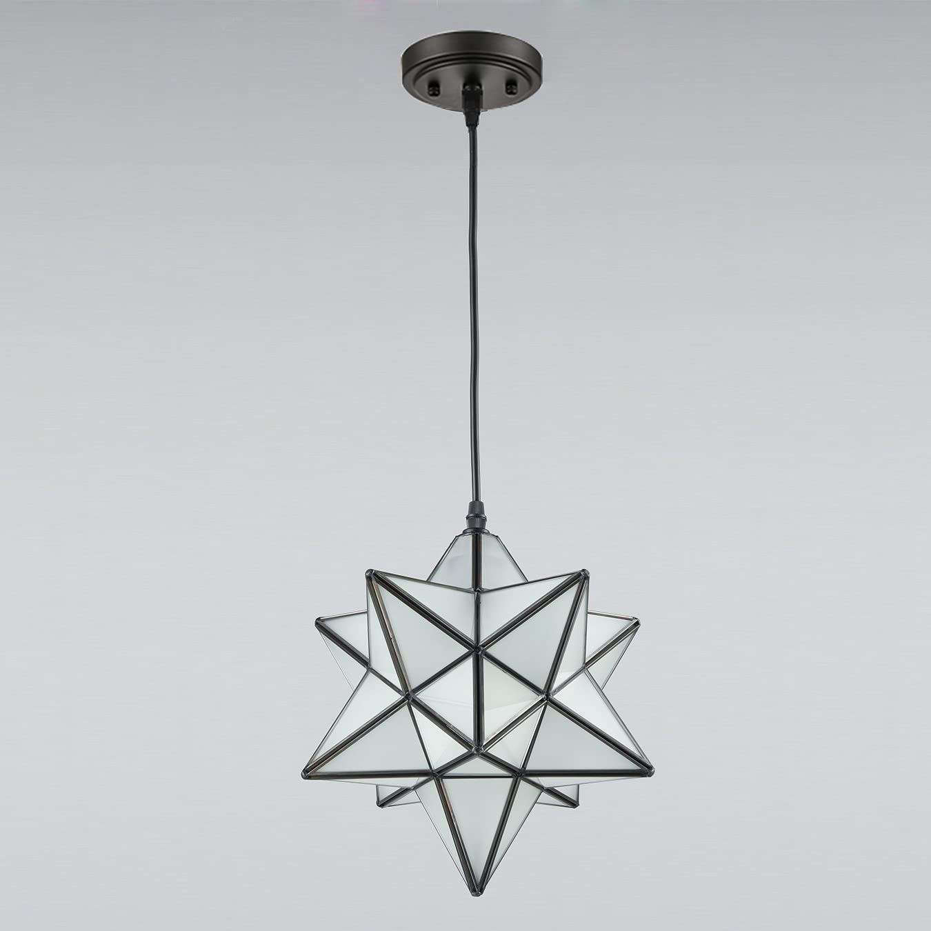 Modern Moravian Star Gold Finish Pendant Light Clear Glass Hanging Brass Star Lights Fixture 11''