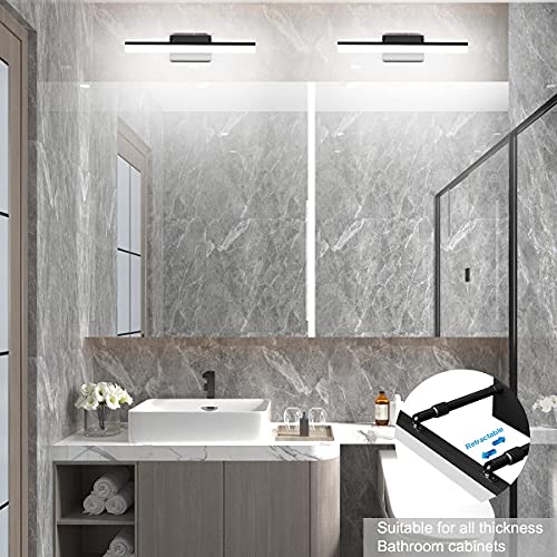 31.5 inch Modern Black Vanity Light Adjustable Bathroom Light Fixtures Over Mirror Rotatable Vanity Lighting 5500K