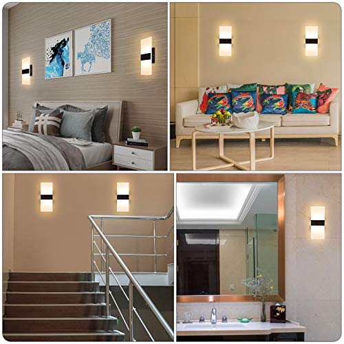 Modern Wall Sconce 12W Indoor Acrylic Modern Wall Light Set of 2 LED Wall Lamp for Hallway Living Room Corridor Bedroom, Warm White