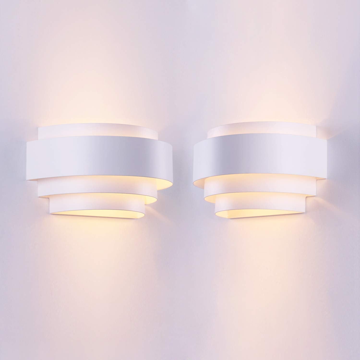 Modern Wall Sconce Indoor Wall Light Fixture Half Moon Metal Wall Lamp White for Stair Hallway Home Theatre Bedroom (1PCS)