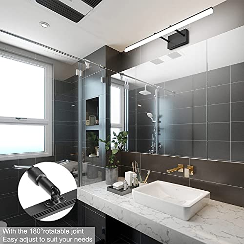 31.5 inch Modern Black Vanity Light Adjustable Bathroom Light Fixtures Over Mirror Rotatable Vanity Lighting 5500K