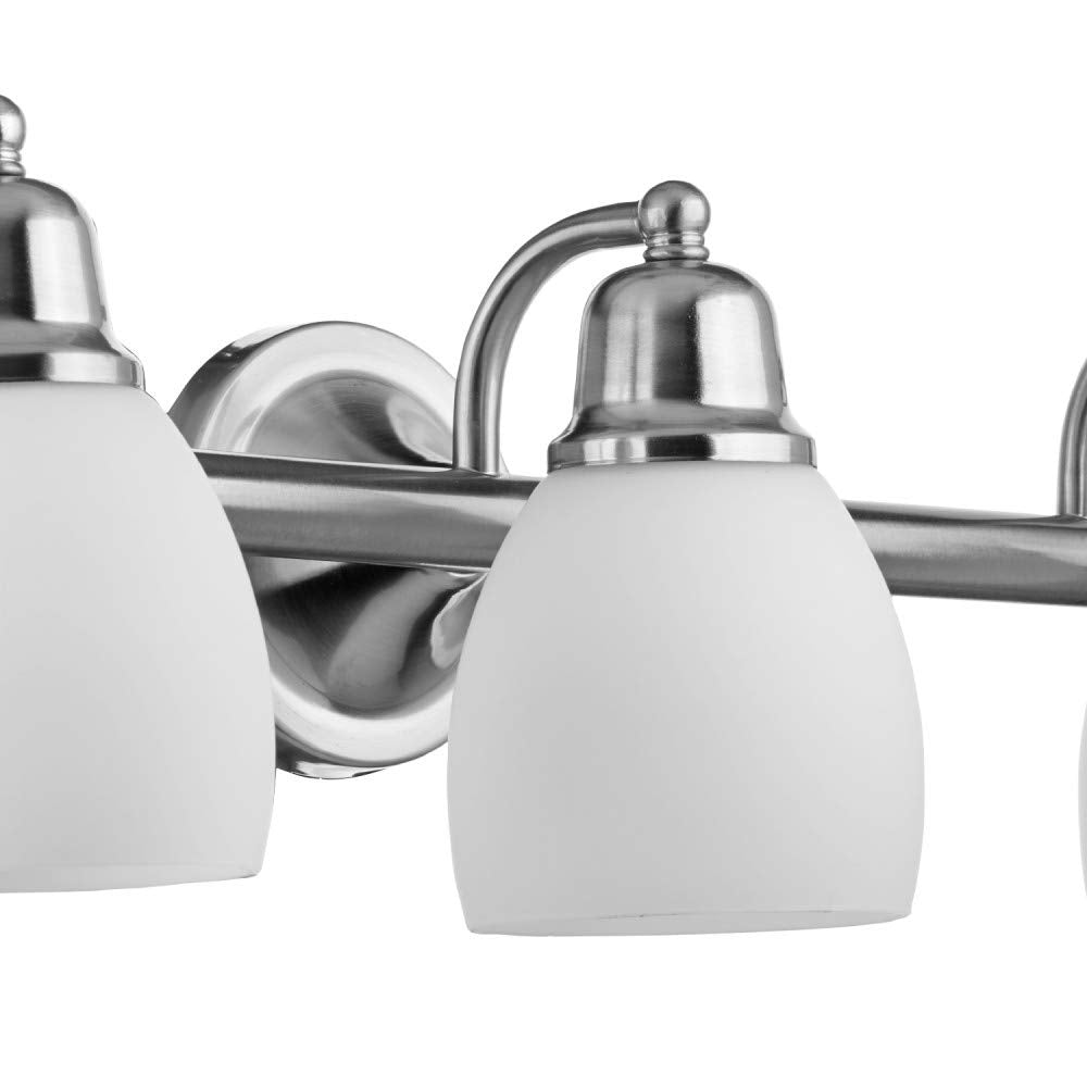 3-Light Vanity All-in-One Bathroom Set, 5 Piece Brushed Steel Finish, 70, Bulb Not Included