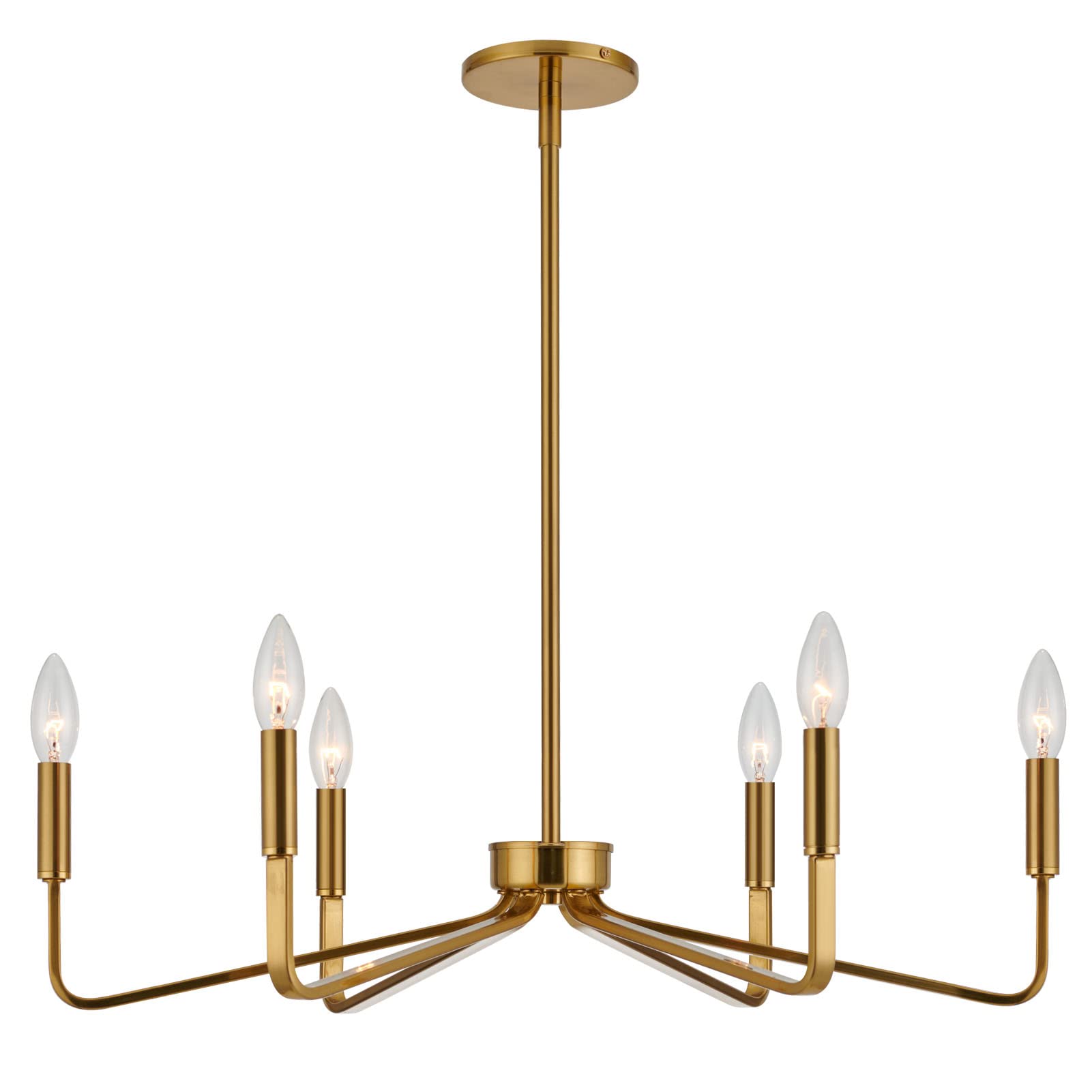 Modern Gold Chandelier for Dining Room,35 Inch Brushed Brass Chandelier Light Fixture, Dining Room Light Fixtures Over Table