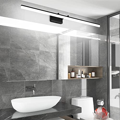 31.5 inch Modern Black Vanity Light Adjustable Bathroom Light Fixtures Over Mirror Rotatable Vanity Lighting 5500K