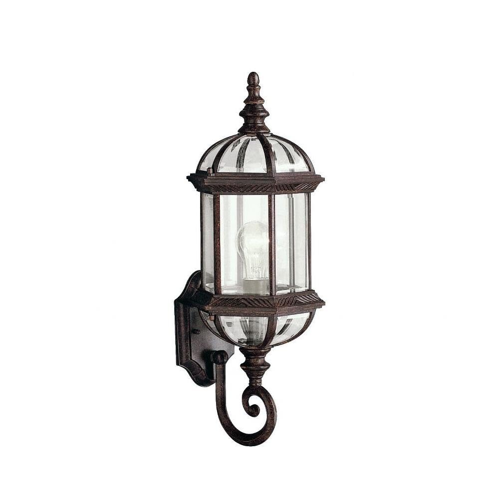 1 Light Outdoor Wall Light with Clear Beveled Glass in Tannery Bronze, 8.25 in