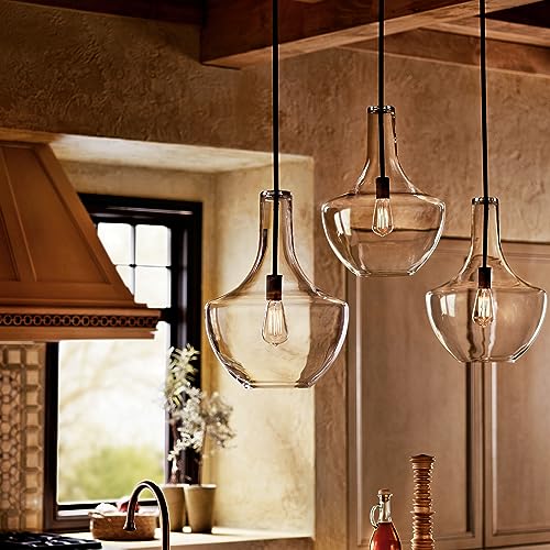 19.75" Kitchen Bell Pendant in Olde Bronze®, 1-Light Clear Glass Pendant Light, (19.75" H x 13.75" W), 42046OZ