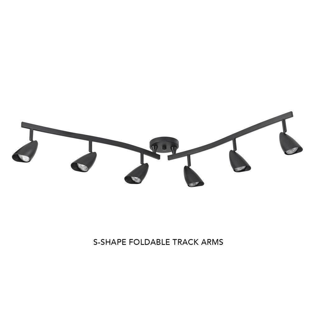 6-Light Adjustable S-Shape Track Lighting, Bronze Color, Oil Rubbed Finish