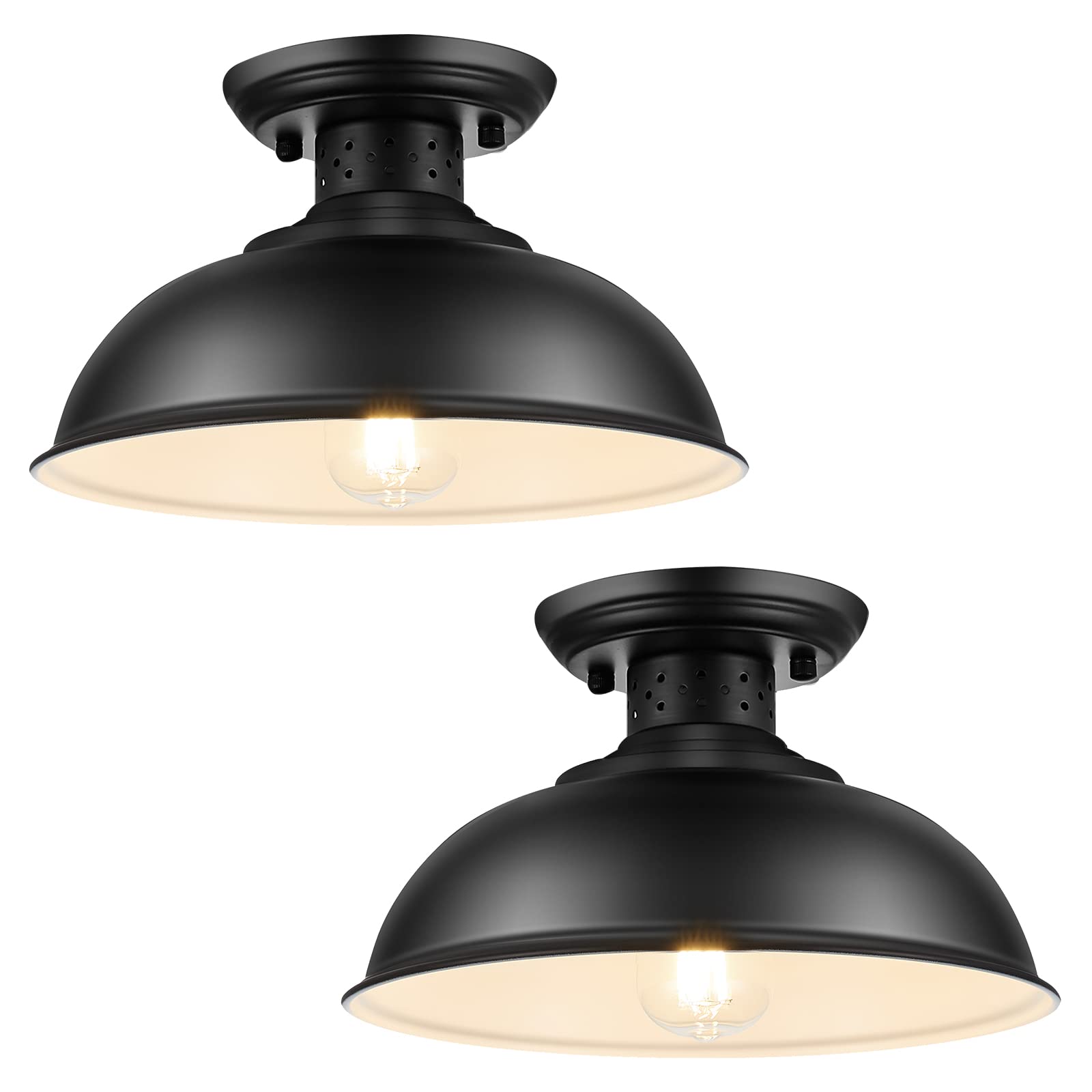 Pendant Lighting Vintage Industrial Fixtures, Black Metal Farmhouse Lights, Ceiling Lamp for Kitchen Home Island Dining Room Bedroom, 11.4 inches