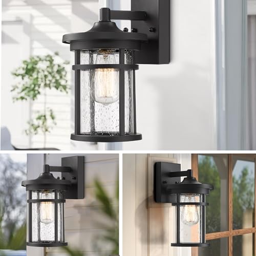 Outdoor Wall Sconces, Exterior Wall Lantern, Outdoor Wall Lighting Fixture, Outdoor Wall Mounted Lights, Outdoor Wall Lights for Patio, Porch, Garden,Balcony (Black, 12" H)