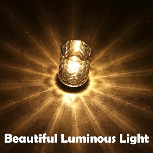 Battery Operated Lamp with Timer, Small Table Lamp with LED Bulb, Glass Cordless Lamps Beside Table Light for Living Room, Bedroom, Entryway Diamond Design-Green