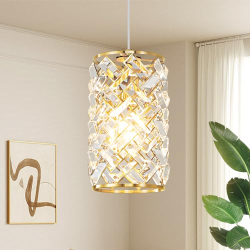 Modern Crystal Gold Pendant Light Fixtures for Kitchen Island Luxury Gold Chandelier Perfect for Dining Room, Bedroom, Kitchen, Living Room