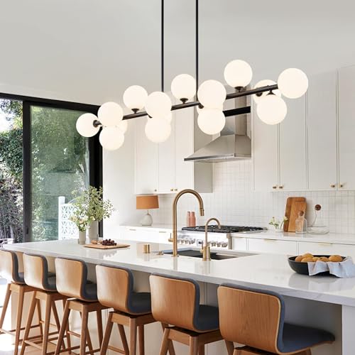 Modern Chandelier Large Chandelier 16-Light Dining Room Light Fixture Chandeliers for Dining Room Island Lights for Kitchen White Pendant Lights Kitchen Island Lighting Sputnik Light Fixture 55in