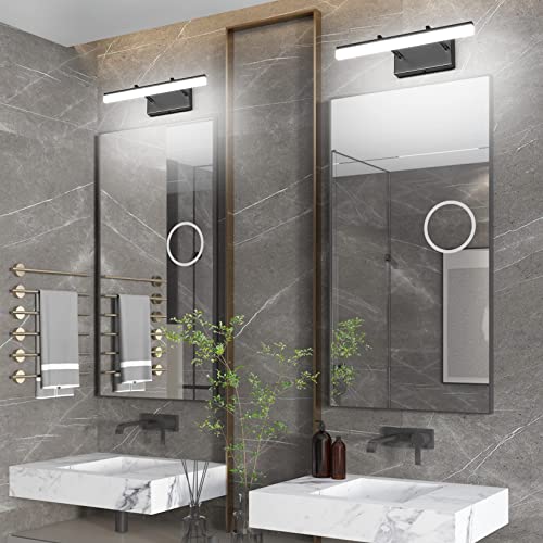 31.5 inch Modern Black Vanity Light Adjustable Bathroom Light Fixtures Over Mirror Rotatable Vanity Lighting 5500K