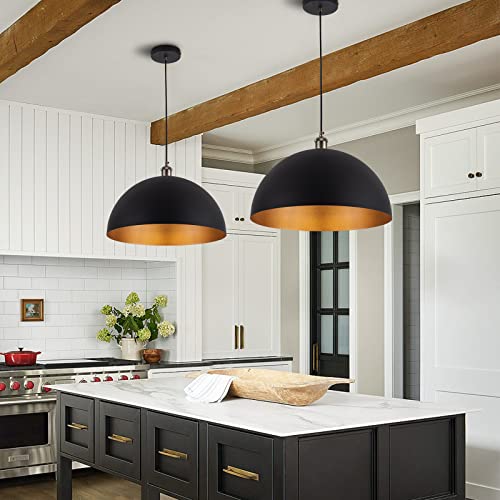 Modern Pendant Light,Farmhouse pendant light 17.72 "Farmhouse pendant light Industrial Large Dome Chandelier White and gold finish lighting fixture line length 78.74" Kitchen island, bedroom