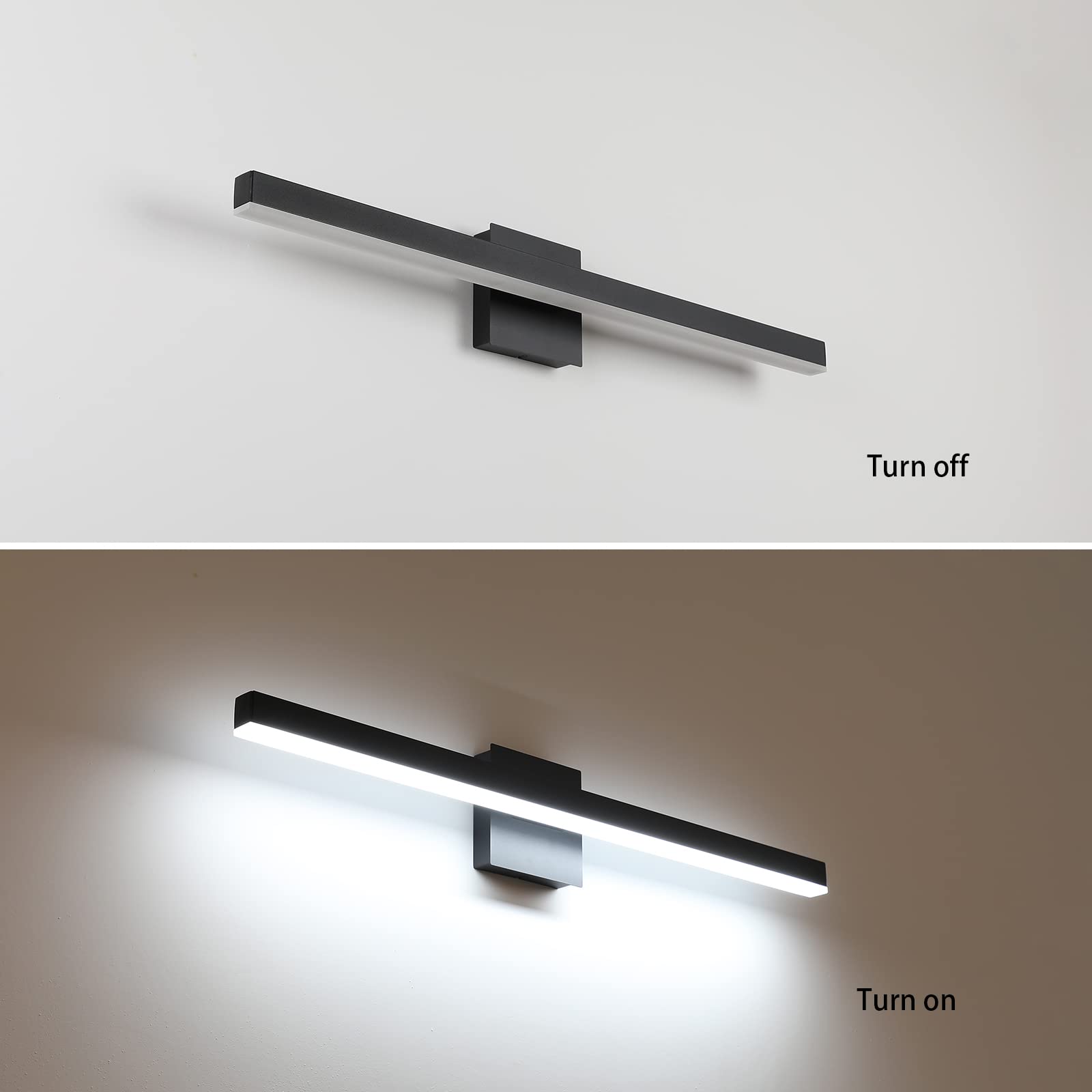 Joossnwell LED Bathroom Vanity Lighting Fixture Modern Bath Light Bar 15.75inch Black Wall Sconce 12W 4000K