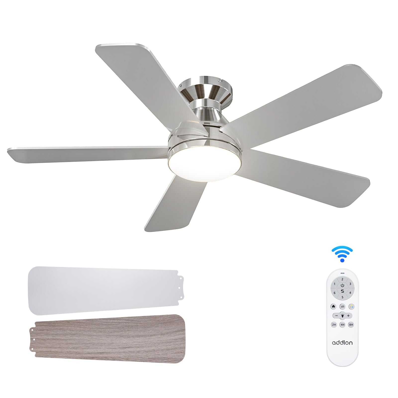 Ceiling Fans with Lights, 42 Inch Low Profile Ceiling Fan with Light and Remote Control, Flush Mount, Reversible, 3CCT, Dimmable, Quiet, Black Small Ceiling Fan for Bedroom Indoor/Outdoor Use