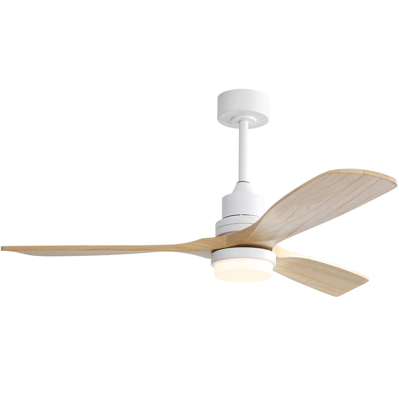 Low Profile Ceiling Fan With Lights Remote Control 52 Inch Flush Mount Ceiling Fan Modern Wood Blade Fan For Bedroom Living Room Indoor Outdoor Farmhouse Patio, Noiseless DC Motor