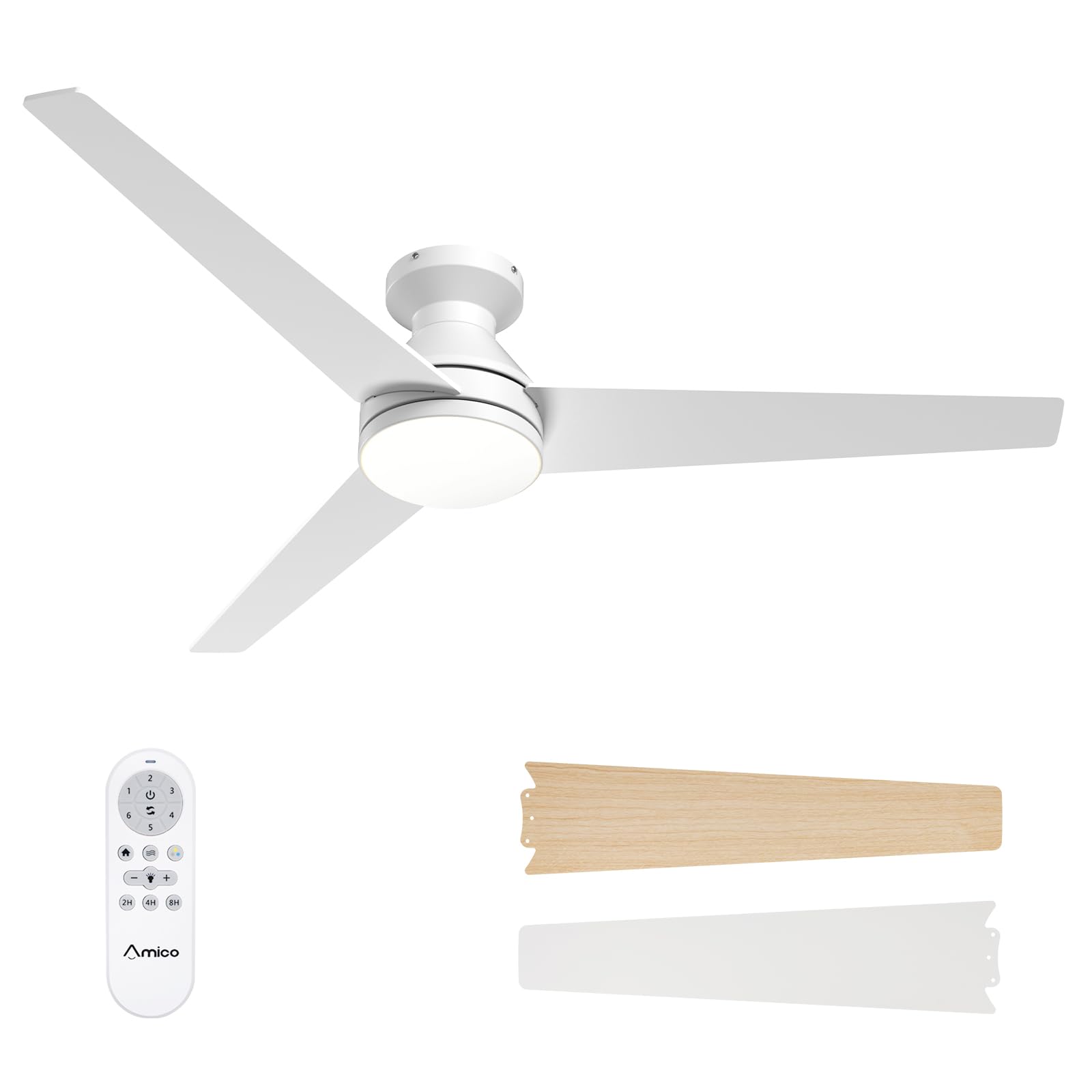 Ceiling Fans with Lights, 42 inch Low Profile Ceiling Fan with Light and Remote Control, Flush Mount, Reversible, 3CCT, Dimmable, Noiseless, Black Ceiling Fan for Bedroom, Indoor/Outdoor Use