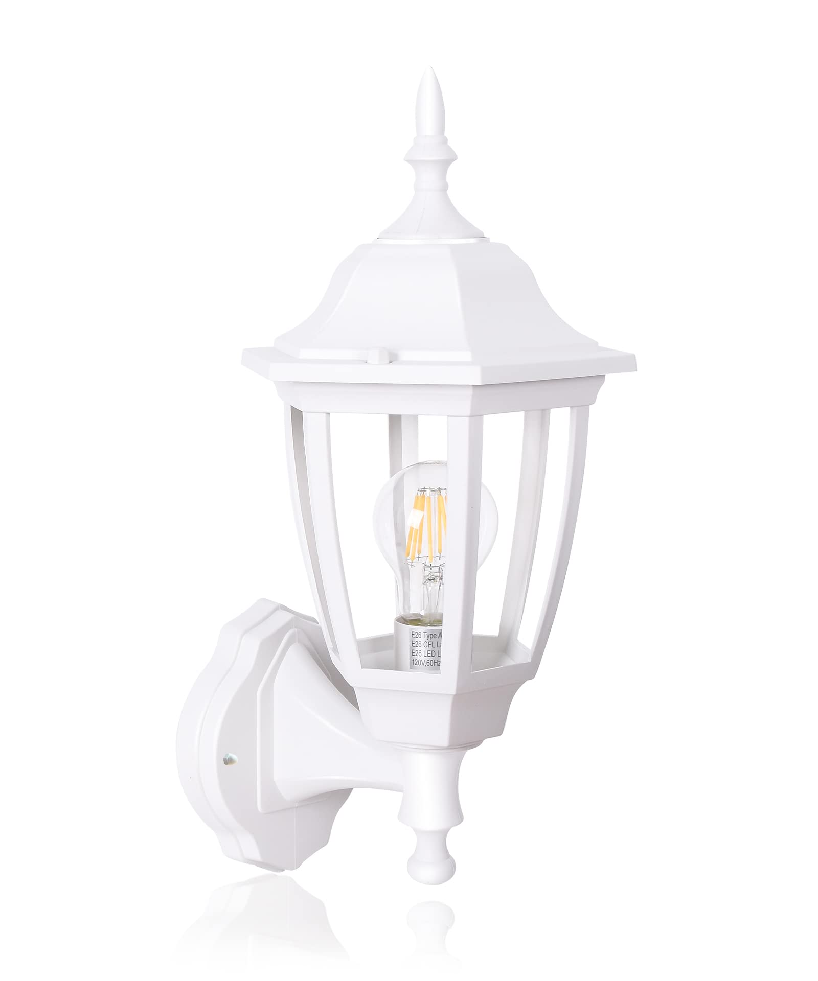 Outdoor Wall Lantern, Exterior Waterproof Wall Sconce Light Fixture, White Front Porch Light Wall Mount for Garage, Patio, Yard, FDS2542EW (Bulb Included)