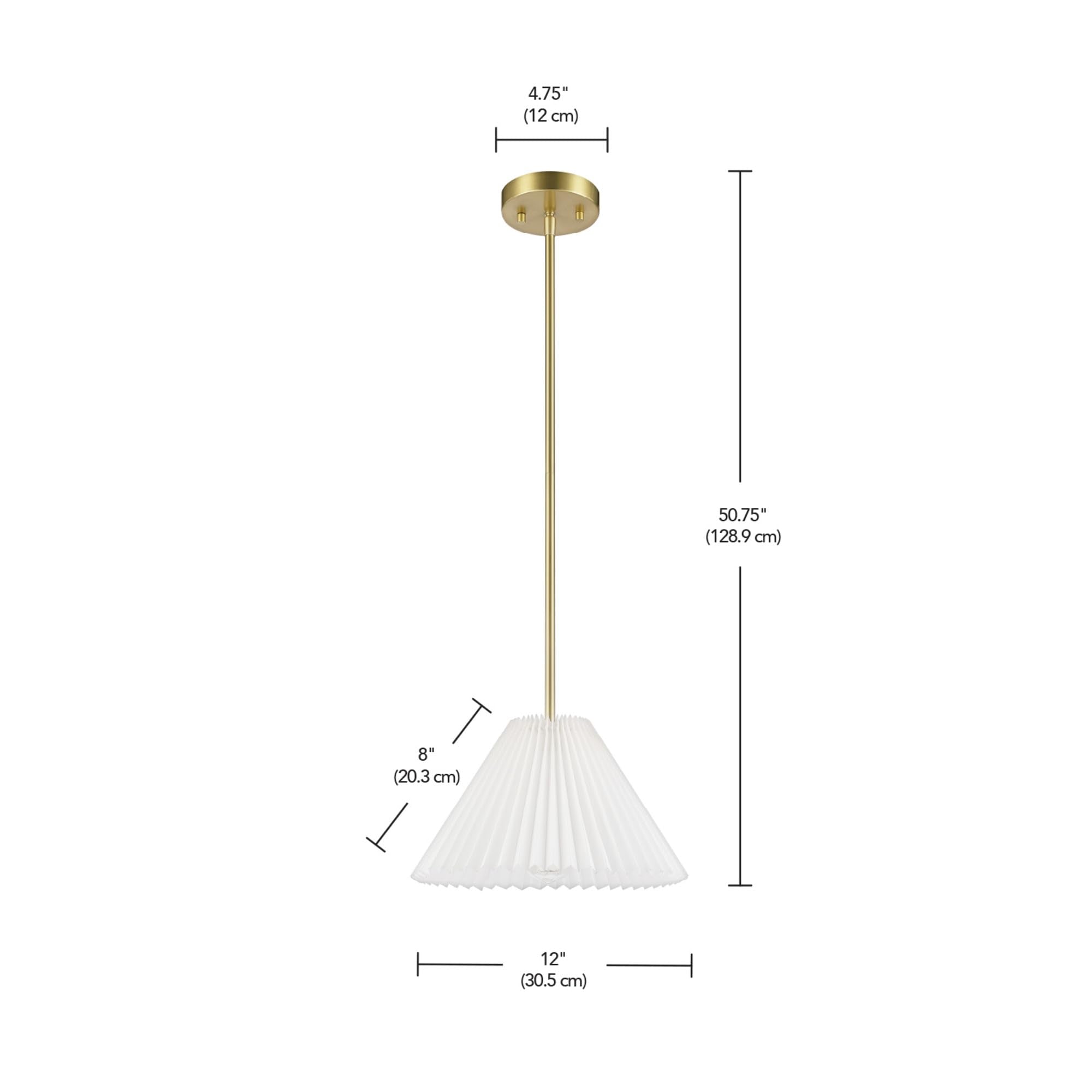 1-Light Pendant Lighting, Matte Brass, Frosted Ribbed Glass Shade, Bulb Not Included