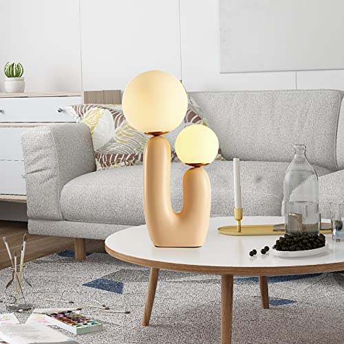 Nightstand Desk Lamp, Creative Nordic Living Room Bedside Bedroom Table Lamp with Light Bulbs, White