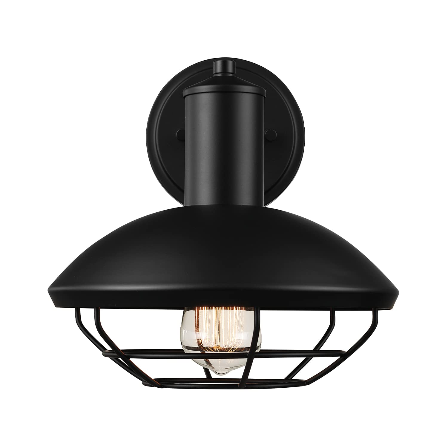 Modern Farmhouse Wall Sconce, Matte Black, 12 x 11 x 9 inches, Indoor/Outdoor, Kitchen, Porch Decor, 60W Bulb