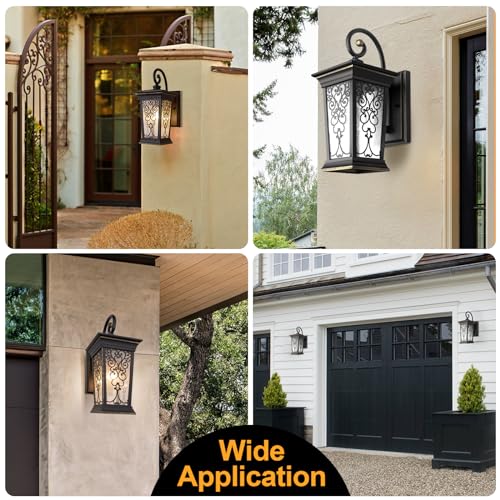 Outdoor Wall Lights Fixture, Exterior Wall Lanterns, Waterproof&All-Weather Wall Sconce, Porch Outside Lights for Entryway, House Front Door Patio Garage, E26 Base&Clear Seeded Glass.