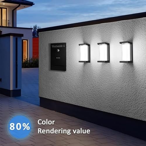 18W Outdoor Porch Light 3000K 1800Lm Matte Black LED Outdoor Wall Light Aluminum Exterior Light Fixtures Wall Mount IP65 Waterproof (2 Pack)