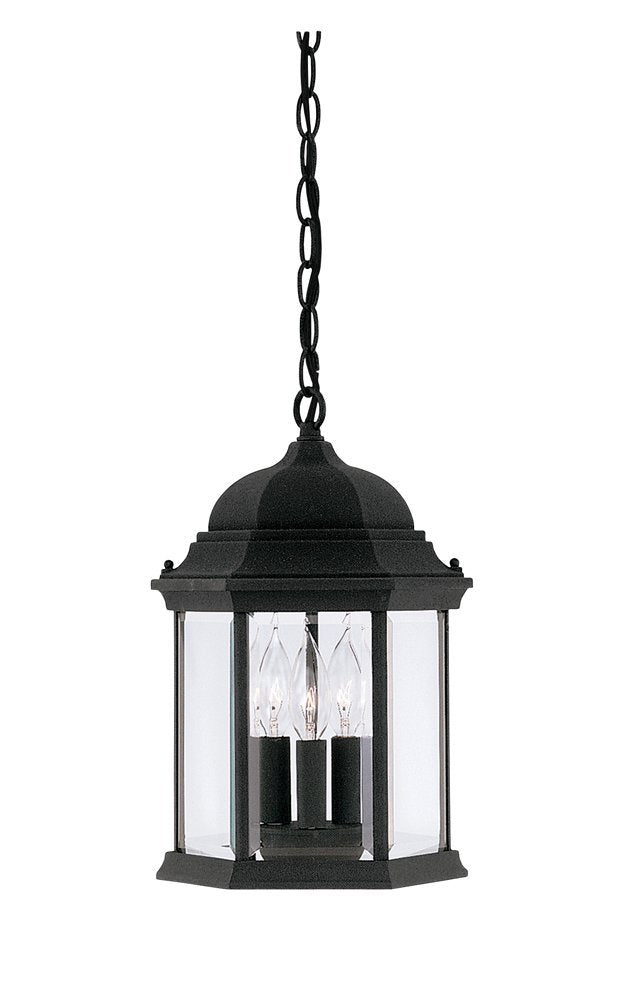 Outdoor Light Fixture, 14 Inch Exterior Wall Mount Lantern Sconce, Clear Glass Porch Lights for Front Door, Patio, and House Garage, Black, 2961-BK