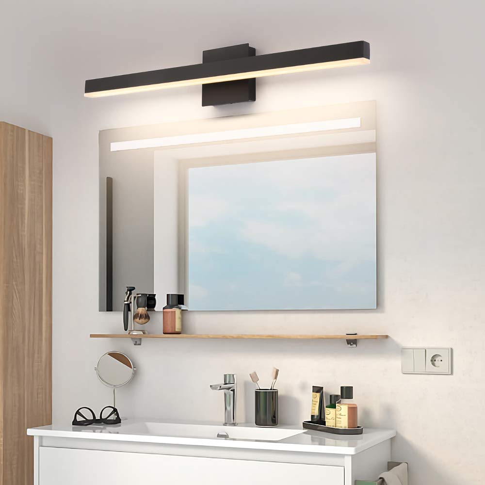 Joossnwell LED Bathroom Vanity Lighting Fixture Modern Bath Light Bar 15.75inch Black Wall Sconce 12W 4000K