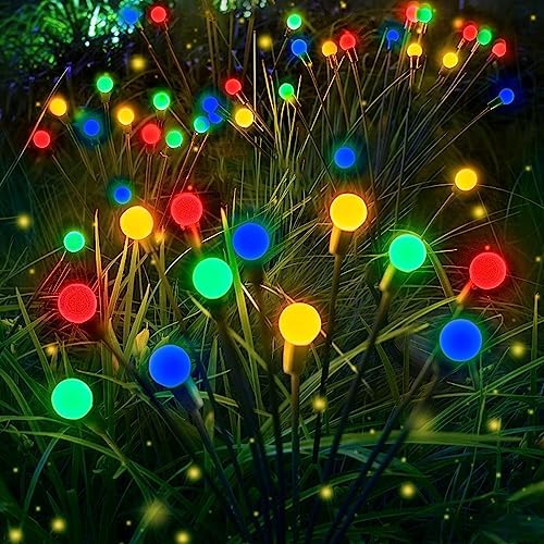 6-Pack Solar Garden Lights, 48 LED Firefly Lights Solar Outdoor (Sway by Wind), Waterproof Swaying Solar Lights for Outside Fairy Garden Decor Yard Patio Pathway Landscape Decorations (Warm White)