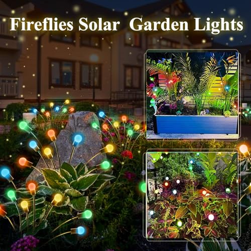 6-Pack Solar Garden Lights, 48 LED Firefly Lights Solar Outdoor (Sway by Wind), Waterproof Swaying Solar Lights for Outside Fairy Garden Decor Yard Patio Pathway Landscape Decorations (Warm White)