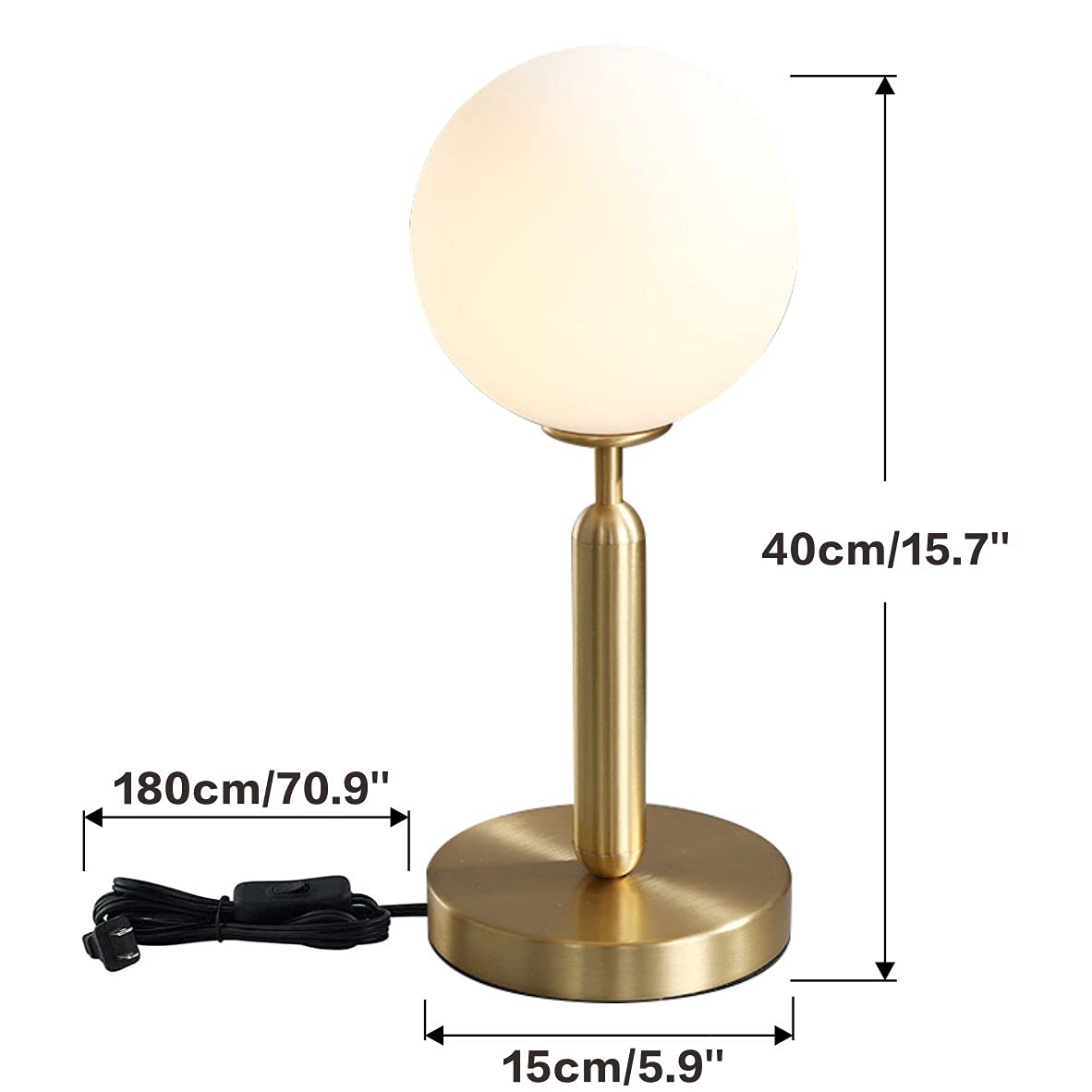 Modern Bedside Night Lamp Mini Gold Table Light Metal Brass Finished Bedside Desk Lamp with Milky White Shade for Living Room Bedroom (Bronze, Oval)