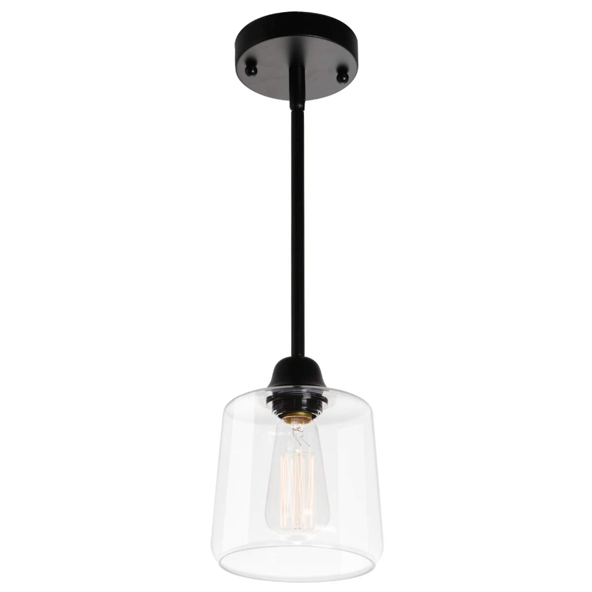 3-Light Black Pendant Light, Modern Farmhouse Seeded Glass Shade Cluster Chandelier Hanging Lamp Fixture for Dining Room Kitchen Island Entryway Black and Gold