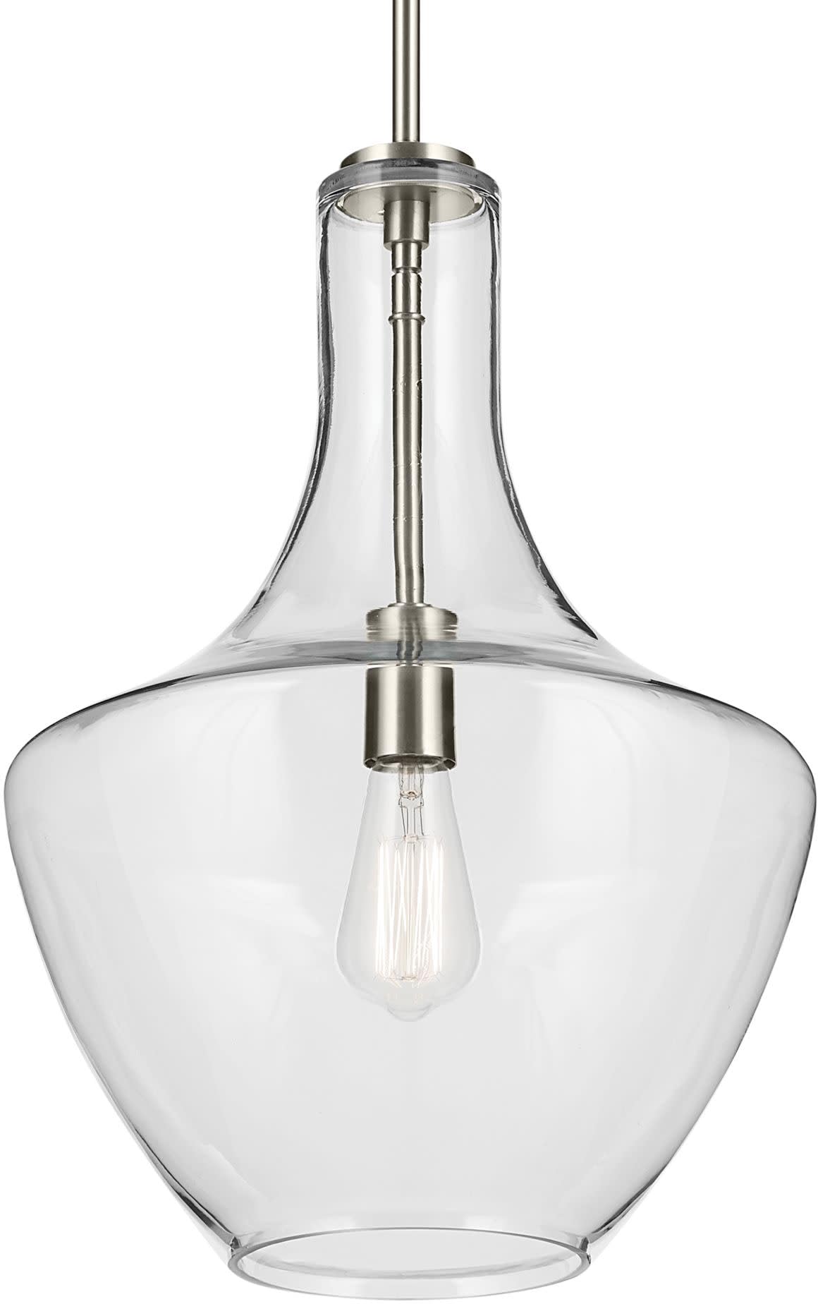 19.75" Kitchen Bell Pendant in Olde Bronze®, 1-Light Clear Glass Pendant Light, (19.75" H x 13.75" W), 42046OZ