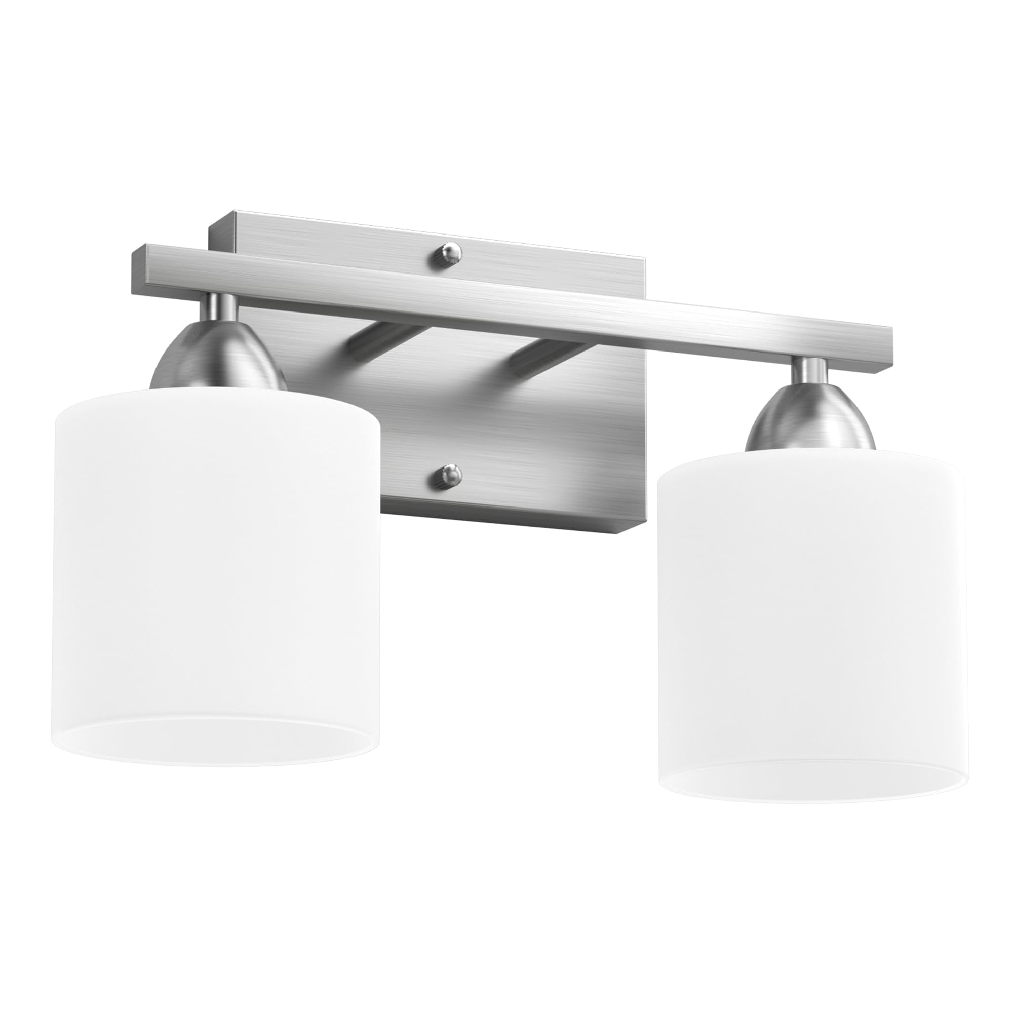 Bathroom Lighting Fixtures Over Mirror Brushed Nickel, Anti-Rust 3-Light Bathroom Vanity Lights, Modern 18Inches Wall Sconces E26 Base, Milky White Glass Shades, Bulbs Not Included