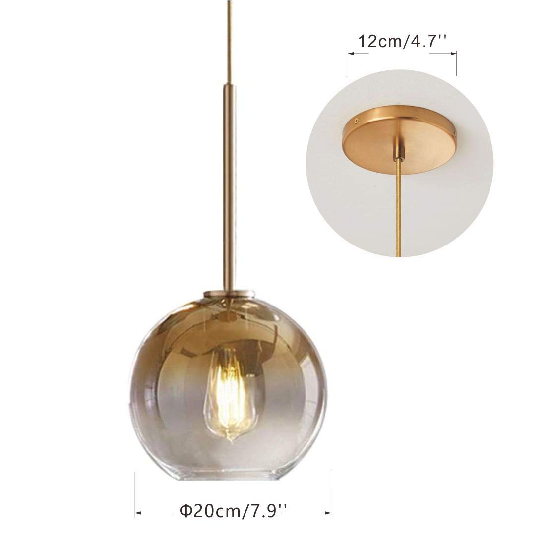 KCO Lighting 3 Light Globe Cluster Pendant Light Modern Glass Cluster Chandelier Gold Glass Pendant Light Fixture Mid Century Dining Room Chandelier Multi Pendant Light Fixture