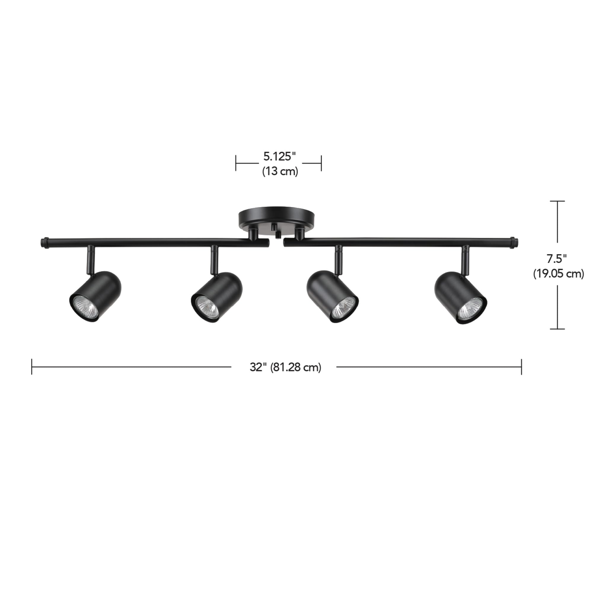 6-Light Foldable LED Integrated Track Lighting, Matte Black, Center Swivel Bars, 2400 Lumen