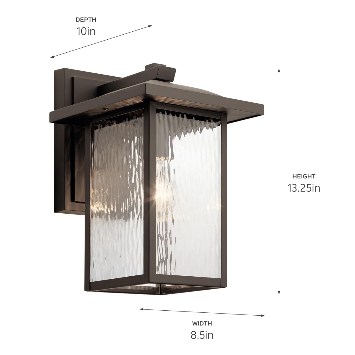 10.25" Outdoor Wall Light in Black, 1-Light Exterior Wall Sconce Porch Light with Clear Water Glass, (10.25" H x 6.5" W), 49924BKT