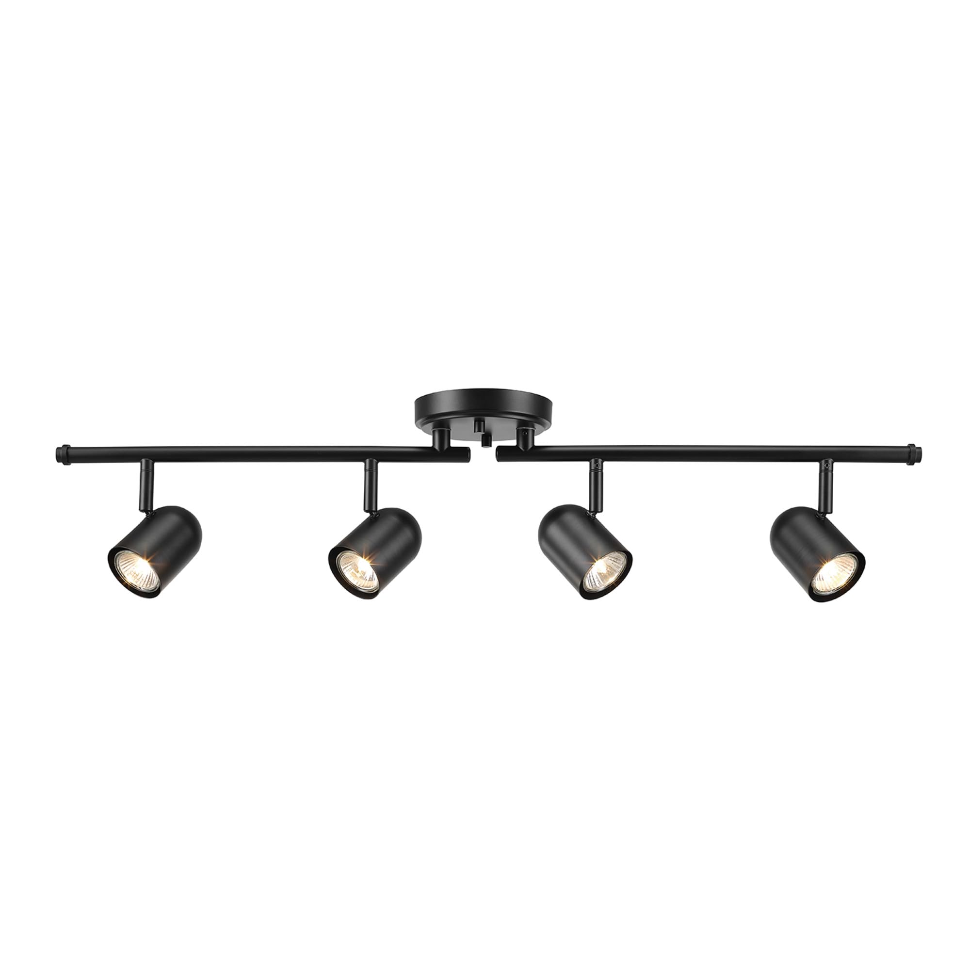 6-Light Foldable LED Integrated Track Lighting, Matte Black, Center Swivel Bars, 2400 Lumen