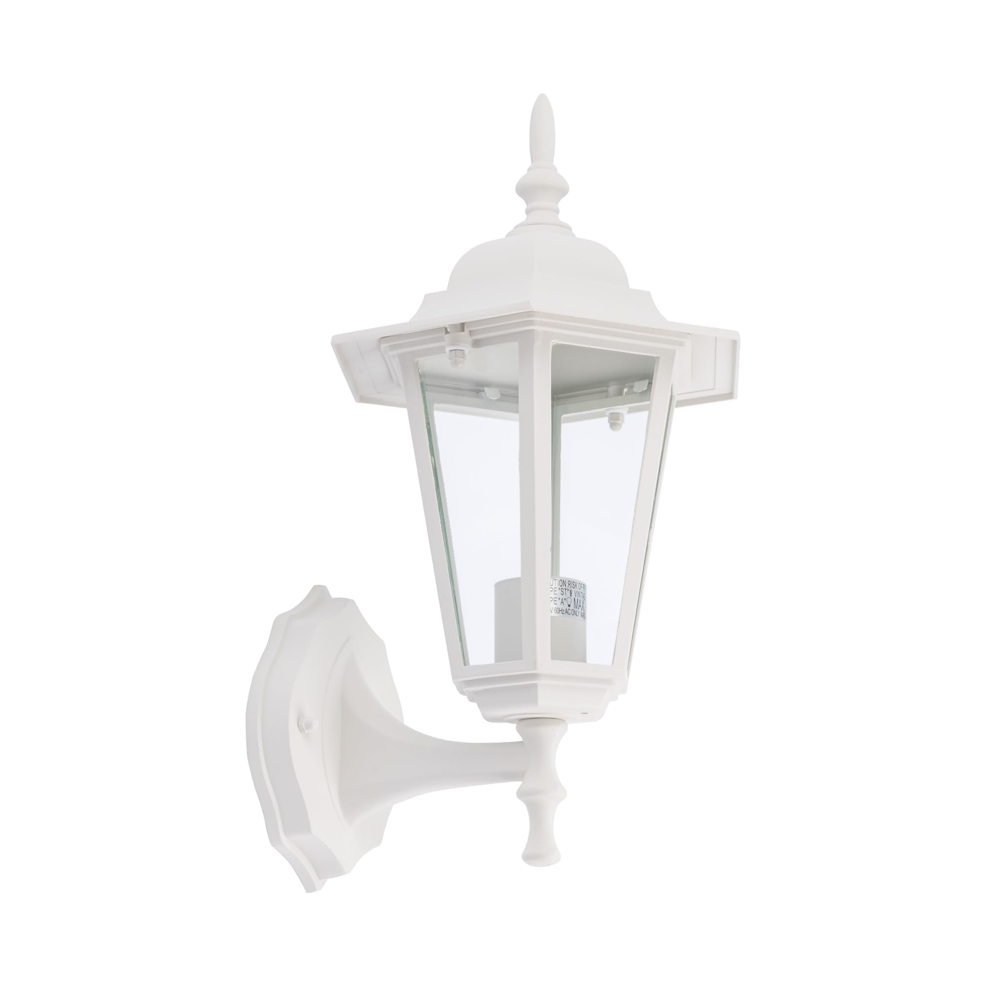 Outdoor Wall Lantern, Wall Sconce as Porch Lighting Fixture with E26 Medium Base, Aluminum Housing Plus Glass, Water-Proof, Bulb Not Included, White Finish, 1 Pack