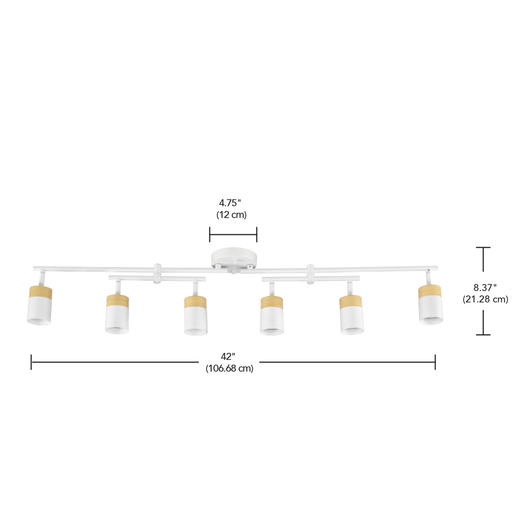 6-Light Track Lighting, Matte Black, Center Swivel Bars