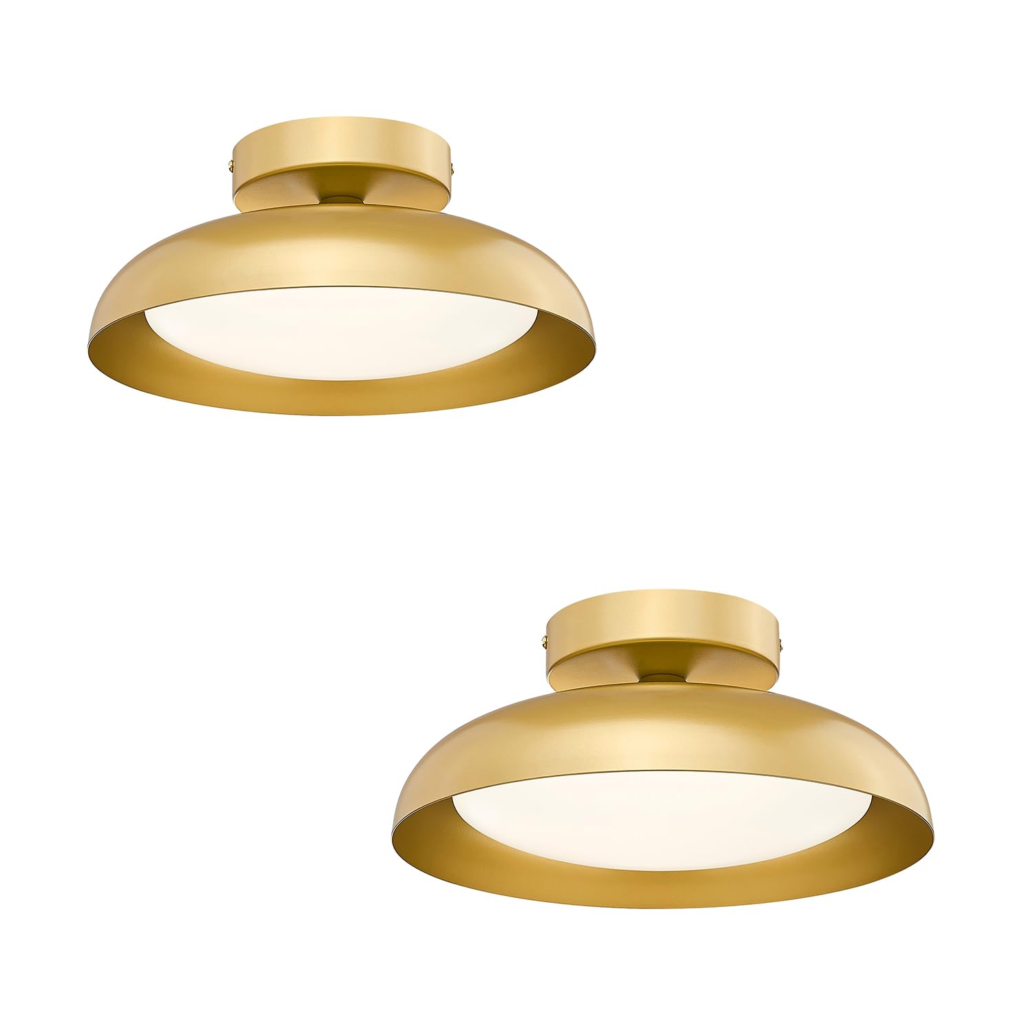 Gold Ceiling Light, 12 Inch LED Semi Flush Mount Ceiling Light Fixture, 12W/700Lm Ceiling Lights for Kitchen, Bathroom, Hallway, 3000K/4000K/6000K Adjustable, KDCL01-GD