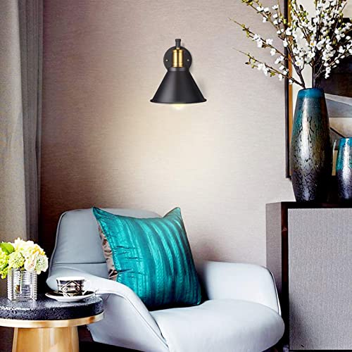 Swing Arm Wall Lamp Plug-in Cord Industrial Wall Sconce, Bronze and Black Finish,with On/Off Switch, E26 Base,1-Light Bedroom Wall Lights Fixtures,Bedside Reading Lamp