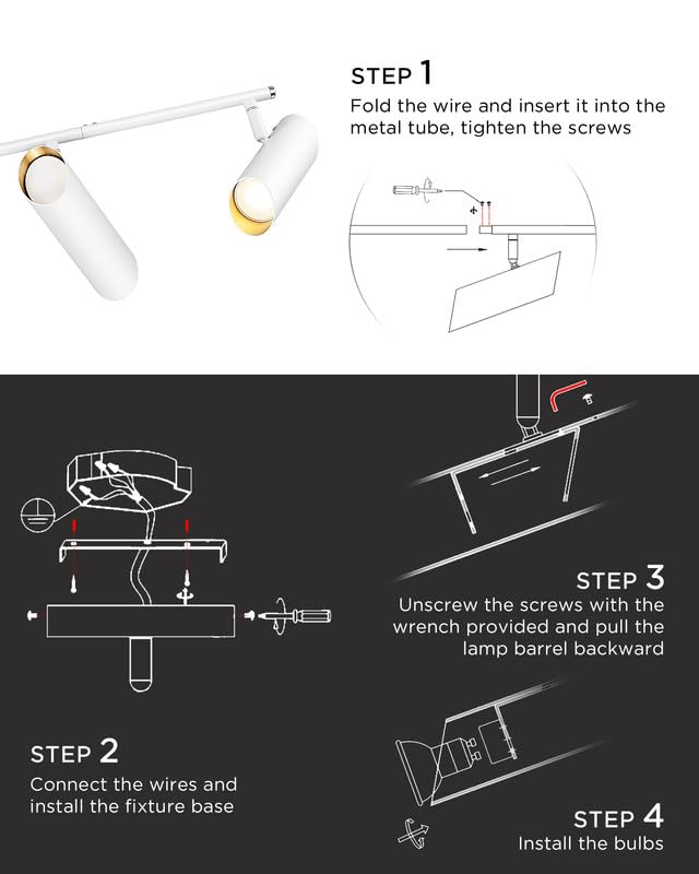 44" Adjustable LED Track Light - 4000K Gold Ceiling Track Lighting Fixture, 350° Rotatable | Modern Kitchen Track Lights | Versatile LED Track Lighting Kit, 4FS78TL-5 BG