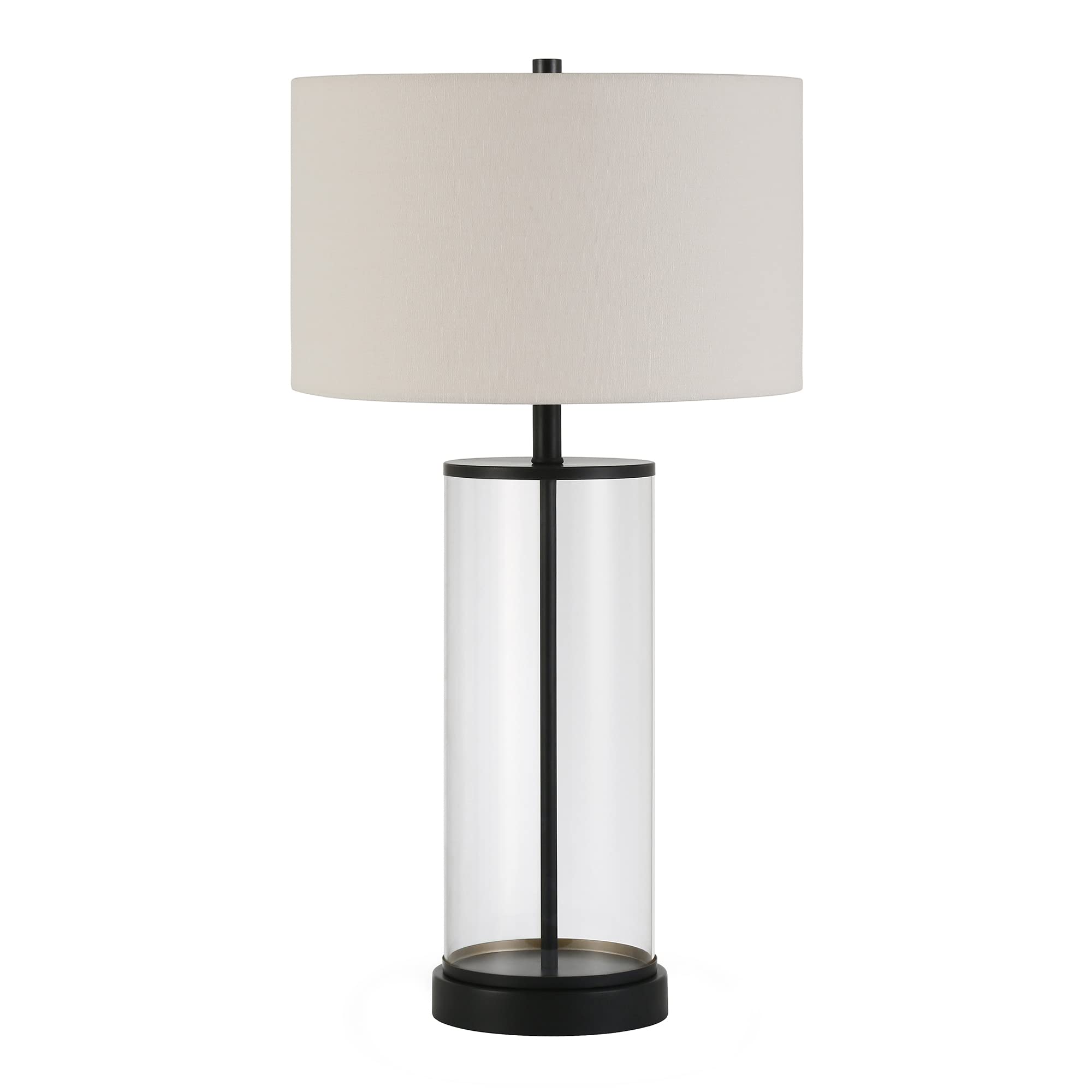 28" Tall Table Lamp with Fabric Shade in Blackened Bronze/White, Lamp, Desk Lamp for Home or Office